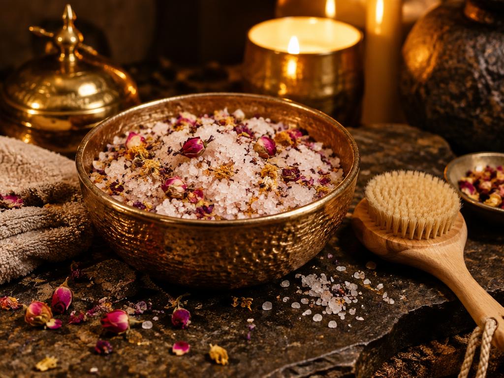 Salt and botanical body scrub